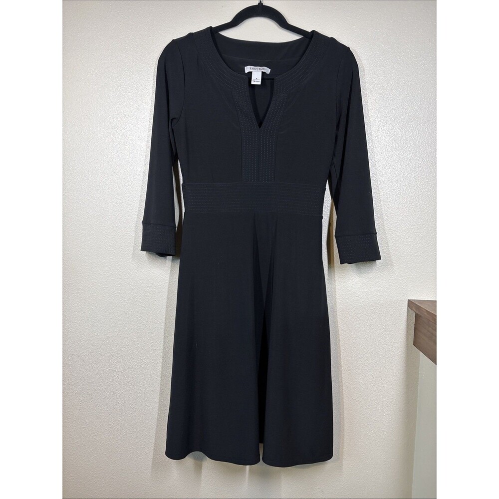 White House Black Market Black Tiered Sheath‎ Dress Instantly Slimming Size 4